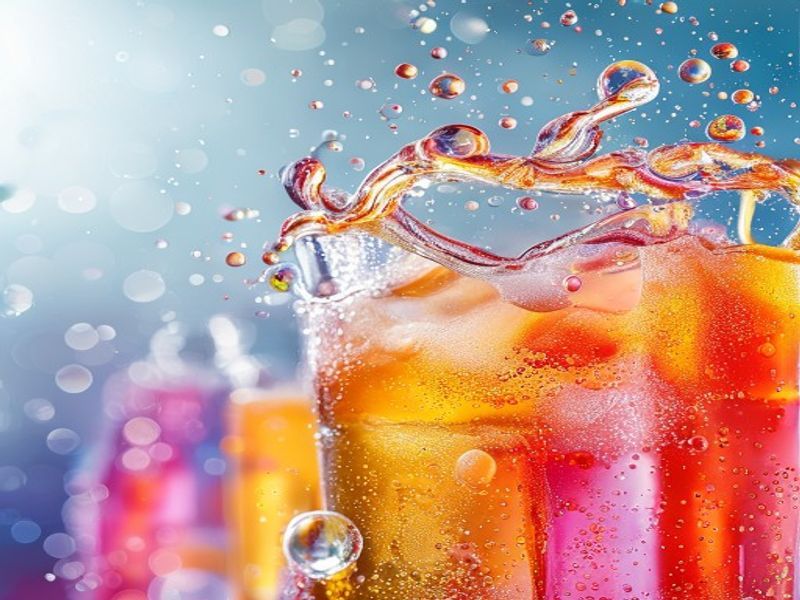 Concentrated coloured gel flavours for soft drinks