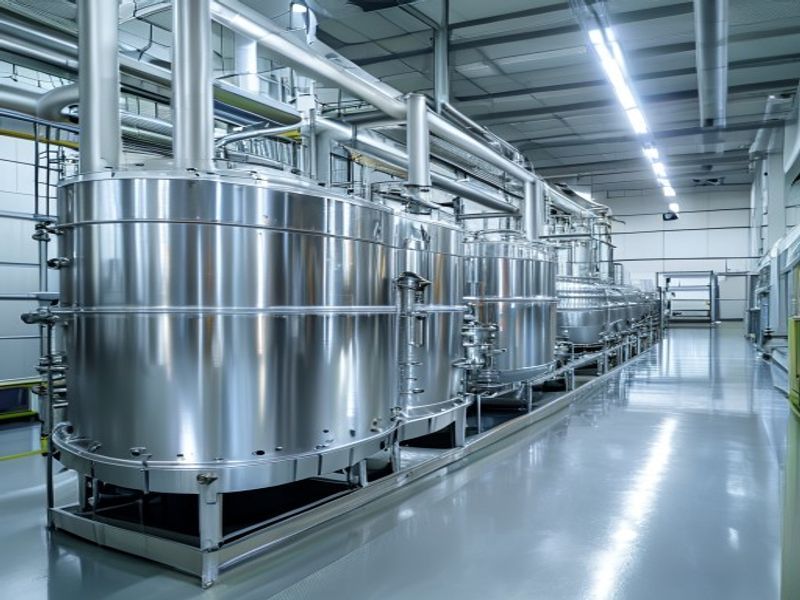 Stainless steel blending equipment in a clean food factory