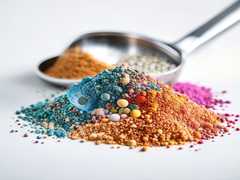 Colourful vitamin and mineral premix powders